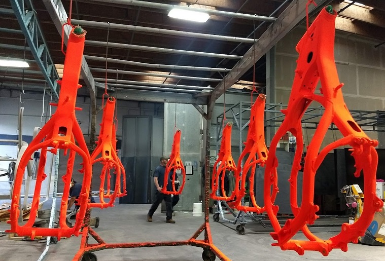 Powder Coated parts of a motorbike/bike